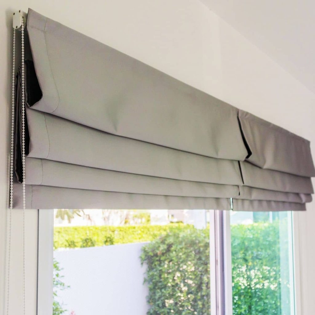 Roman curtains with soft folds living room Doha Qatar