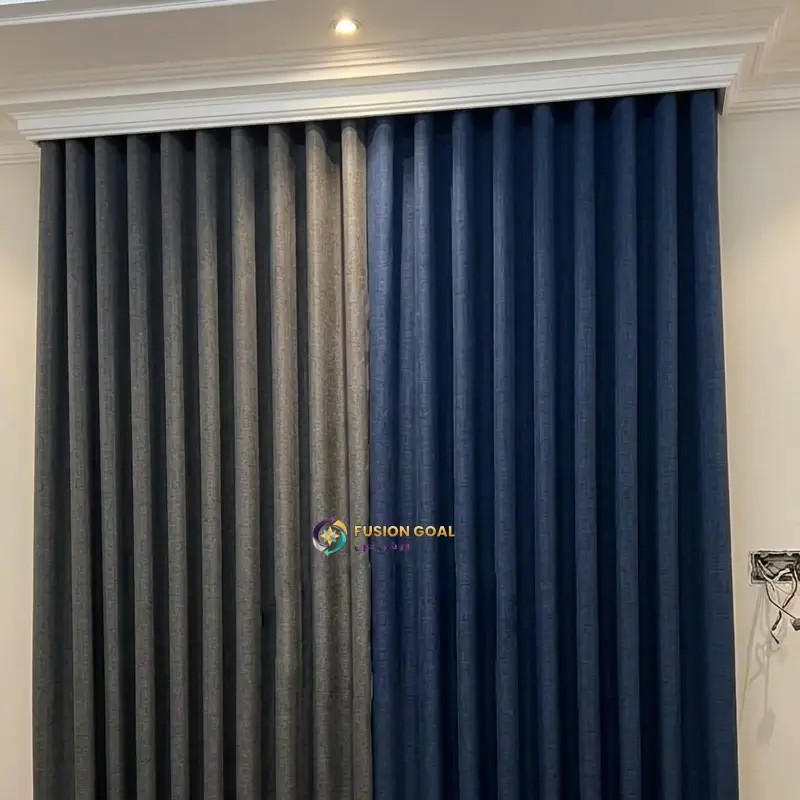 Blackout Linen Curtains by Fusion Goal in dark grey with elegant pleated design