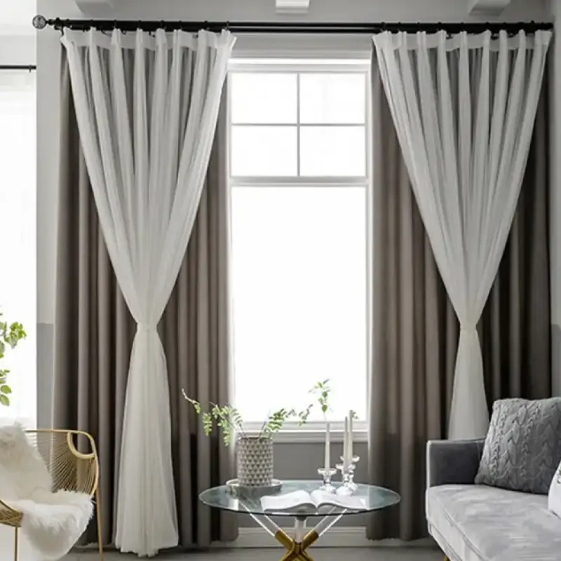 Living Room Double Layer Motorize Curtains in doha qatar