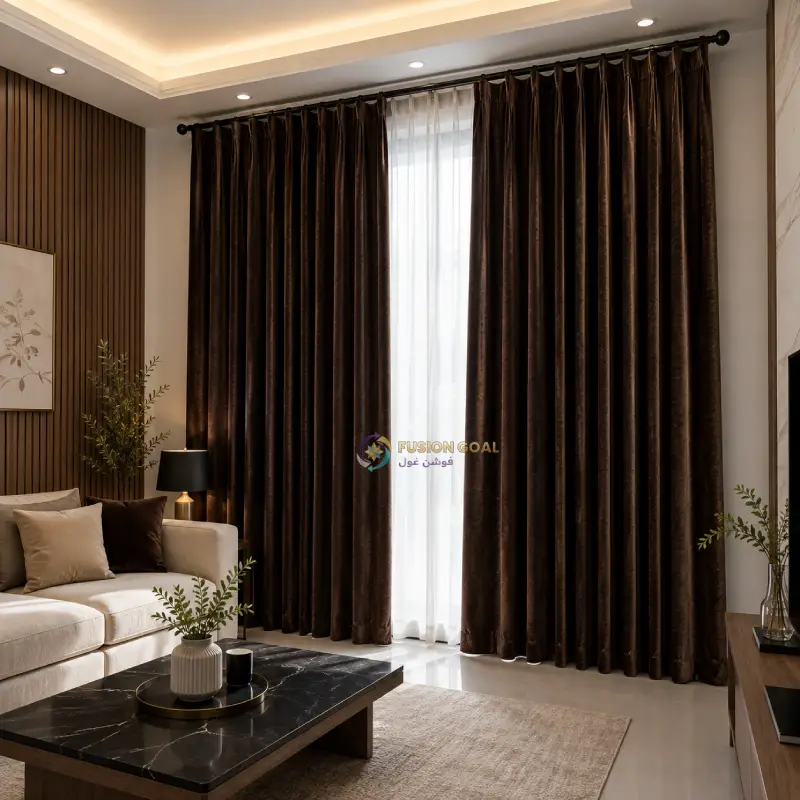 Pink and gray blackout velvet curtains with modern eyelet top hanging behind sofa