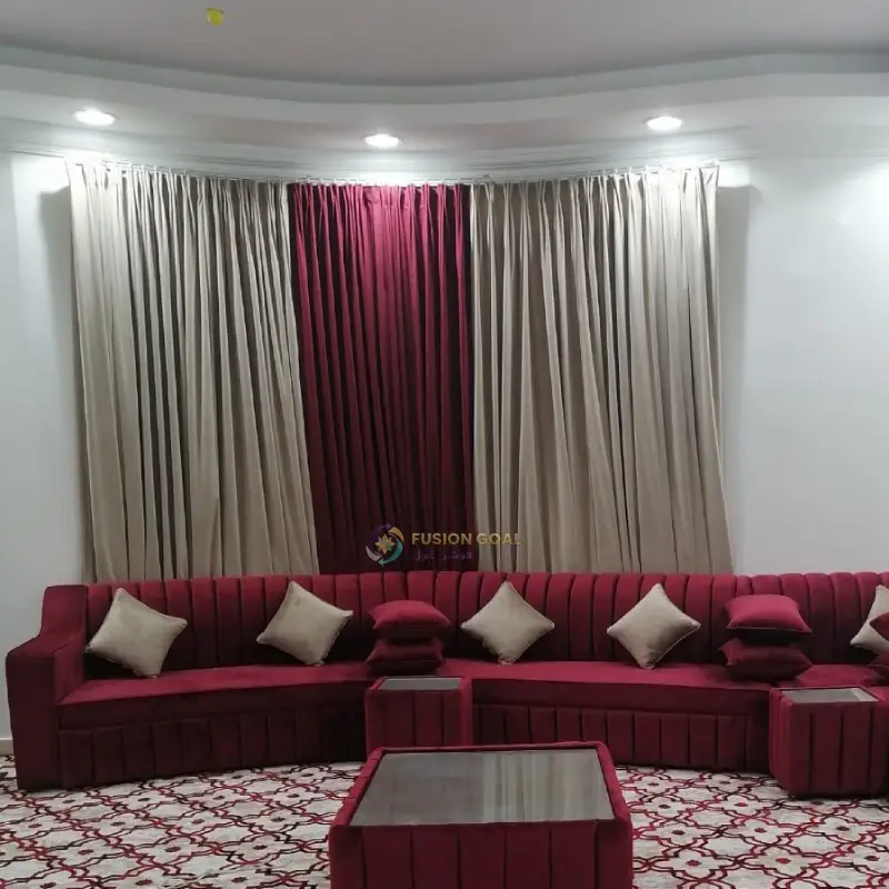 Blackout linen curtains in a Doha living room