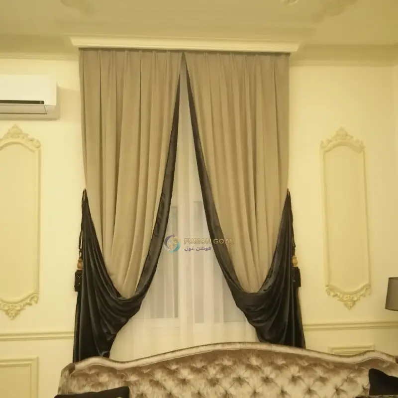 Blackout velvet curtains installed in a Doha home