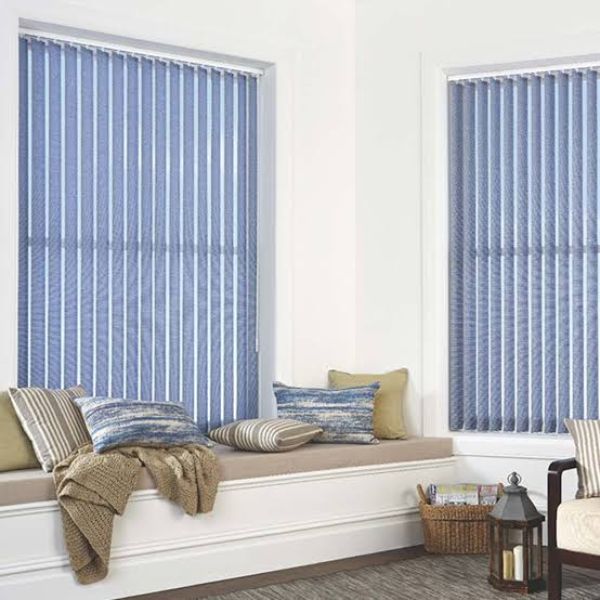 Made-to-measure vertical blinds fitted to a large window