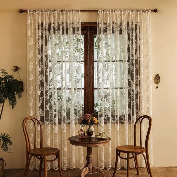 Patterned Sheer Curtains install by fusion goal in doha qatar