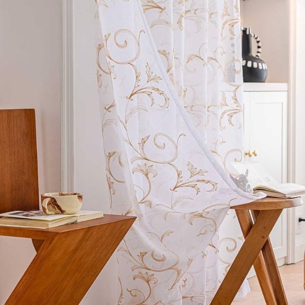 Patterned Sheer Curtains install by fusion goal in doha qatar